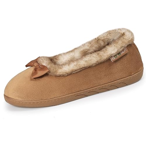 Isotoner Zapatillas de casa Bailarinas mujer, pantuflas recicladas invierno con una suela ultra cómoda