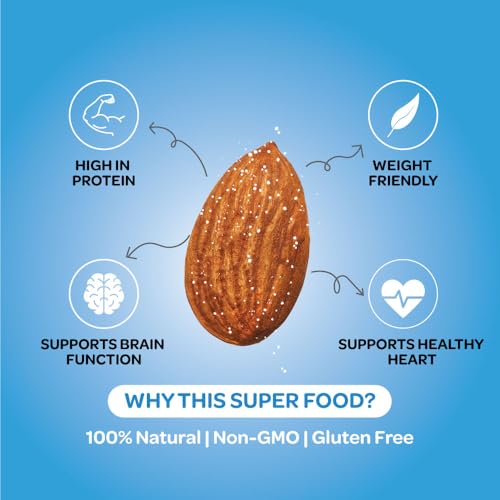 Image of Bazana Premium Roasted Salted Almonds /Badam, 190g | Perfectly Roasted Savory Nuts | Crunchy, Protein-Rich Healthy Snacks