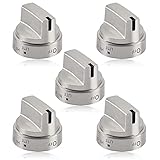 KOZHOM [Upgraded] Stainless Steel GE Stove Knob WB03X24818, Gas Range Burner Control Knob Replacement Part, Replaces AP5989029, PS11729081 (5Pcs Stainless Steel)