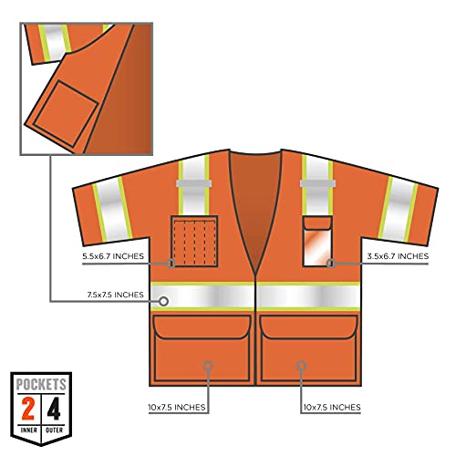 Image of Ergodyne GloWear 8346Z Reflective Safety Vest, ANSI Class 3, Hi Vis Two Tone, 6 Easy Access Pockets