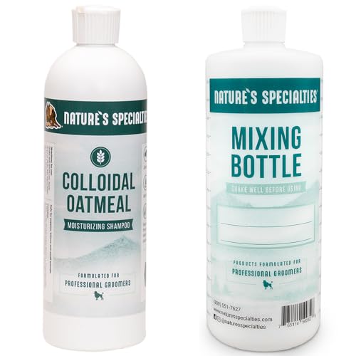 Image of Nature's Specialties Mixing Bottle and Dog Shampoo Concentrate Bundle, Easy to Read Measurements Mixing Bottle 32 oz, Colloidal Oatmeal Creme Rinse Dog Conditioner Concentrate 16 oz