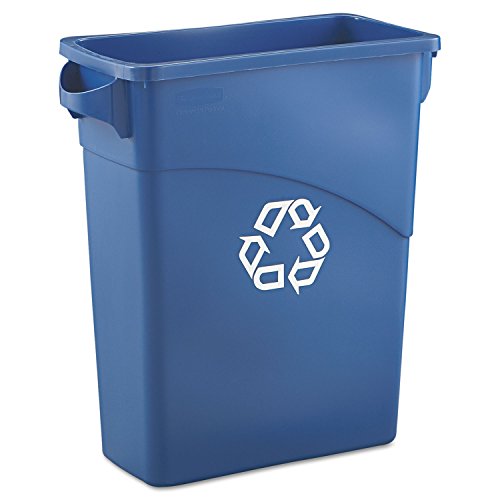 Rubbermaid Commercial Slim Jim Recycling W/Handles Rectangular Plastic 15.875gal Blue (1971257)