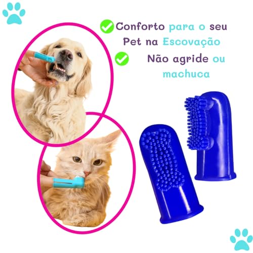 Escova De Dente Para Cachorro Xô Bafinho Cães Gato Dedeira Dedo Cor Sortida