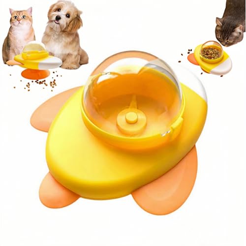 360° Rotating Cat Puzzle Feeder,Interactive Treat Dispenser & Slow Feeder Toy...