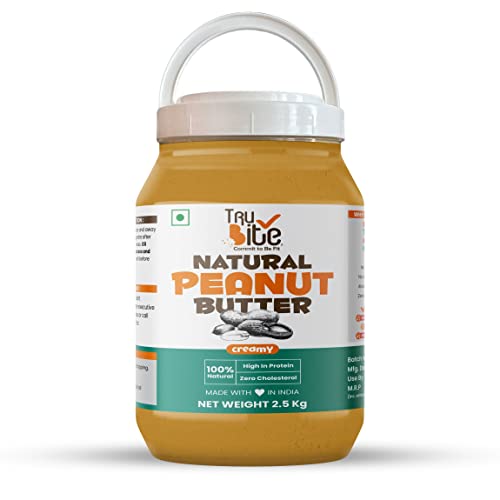 Image of Trubite Natural Peanut Butter (Creamy) (2.5kg) | Unsweetened | 30g Protein | Non GMO | Gluten Free | Cholesterol Free (2.5KG)