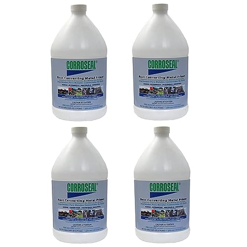 Corroseal Water-Based Rust Converter & Metal Primer, Rust Repair Converts and Preps Surface All-in-One, 1 Gallon (4-Pack)