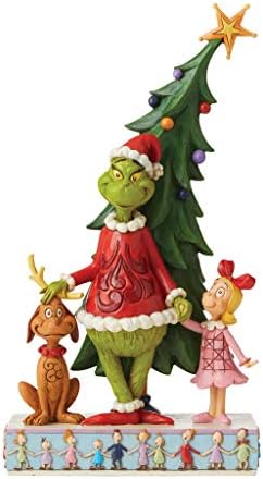 Enesco Jim Shore The Grinch, Max and Cindy with Christmas Tree Figurine, 11.22" H, Multicolor