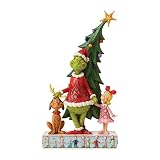 Enesco Jim Shore The Grinch, Max and Cindy with Christmas Tree Figurine, 11.22" H, Multicolor
