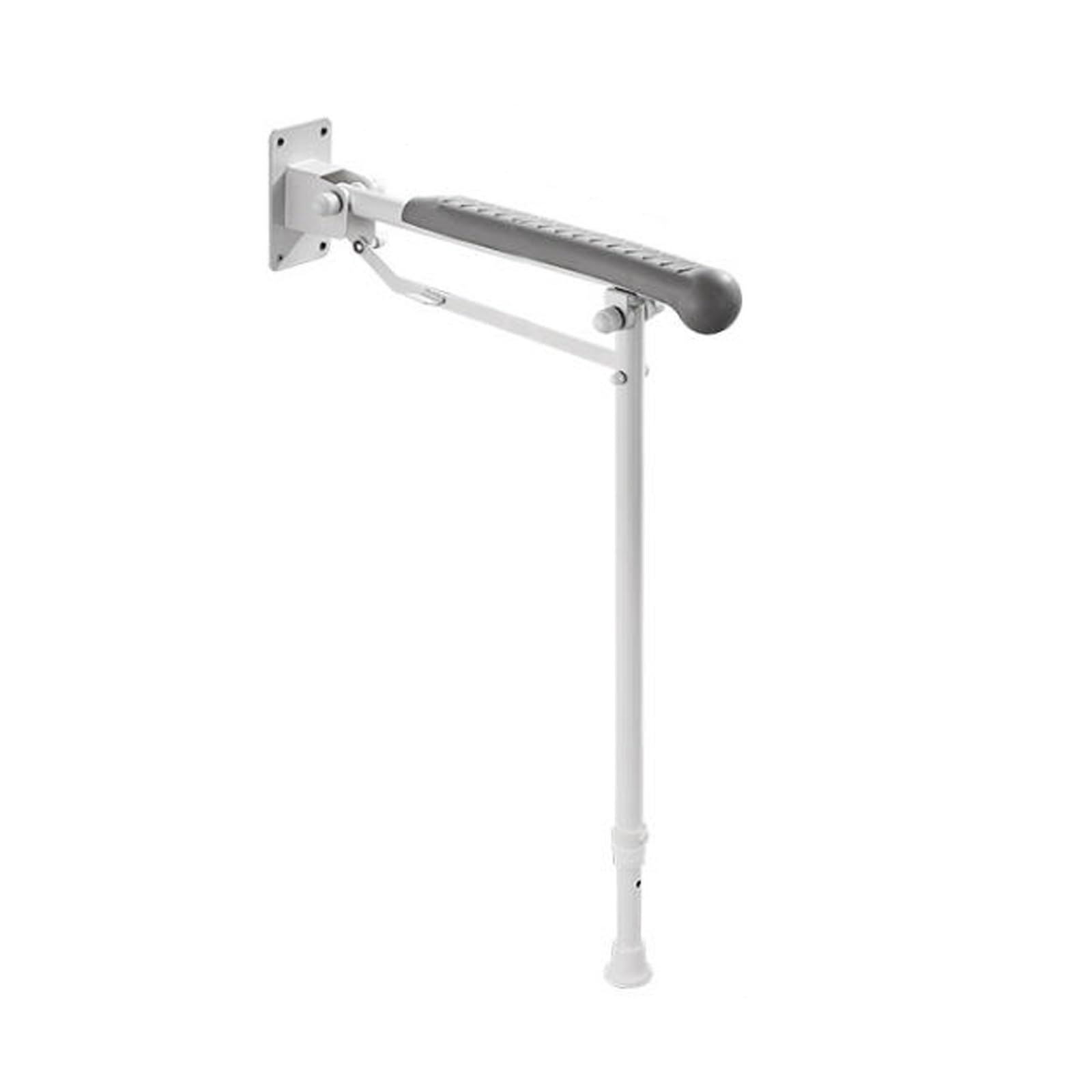 Barra de Apoyo para Inodoro, Altura Ajustable, Plegable con Pata, Ayuda para el baño, Agarre Antideslizante y Almohadilla de Goma (42 cm/17 Pulgadas)