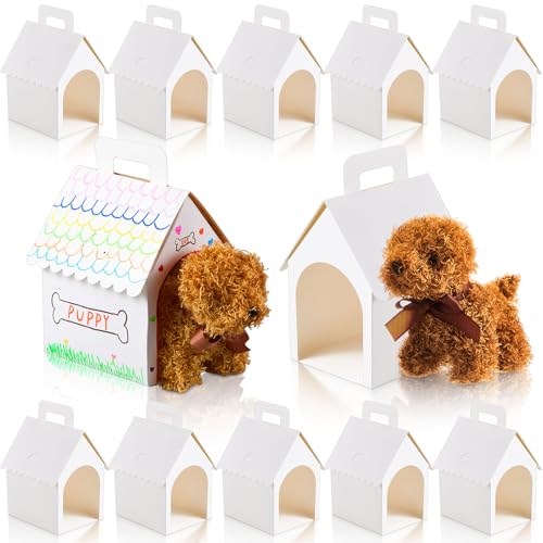 ShinyRelief 24 Stück Hunde-Partygeschenkboxen in Hundehaus-Form, Leckerli-Geschenkboxen mit Löchern, faltbar, mit Griff, für Weihnachten, Welpen, Haustiere, Adoptionen, Kinder, Basteln, Geburtstag