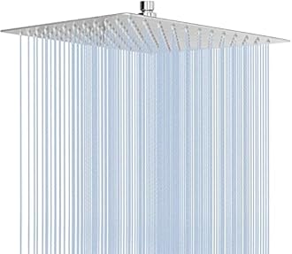 NearMoon Large Rain Shower Head, Luxury Square Stainless Steel Rainfall Showerhead, Waterfall Bath Shower Body Covering, Ceiling Or Wall Mount (12 Inch, Polished Chrome)
