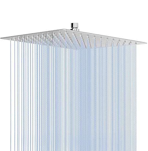 NearMoon Rain Shower Head, High Flow Stainless Steel Square Rainfall Shower, Waterfall Bath Shower Body Covering, Ceiling or Wall Mount (12 Inch, Chrome Finish) by NearMoon - Used condition - US$24.61