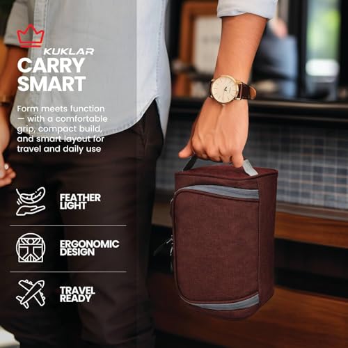 Image of KUKLAR Large Travel Toiletry Bag for Men, Water-Resistant Canvas Dopp Kit with Front Zipper Pocket, Portable Bathroom Hygiene & Grooming Organizer Bag for Vacation & Gym(Maroon)