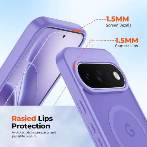 Image of SUPFINE Magnetic for Google Pixel 11 Pro Case - Purple | With Screen Protector,Translucent Matte,Built-in Magnets,Military Grade Drop Protection,Shockproof Phone Cover
