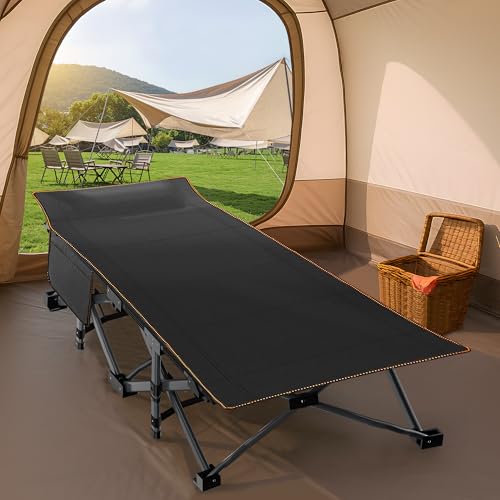 Image of ABORON XXL Camping Cot for Adults 900LBS - 78 inchx32 inch Oversized Folding Bed with Mattress Pad, Heavy Duty 1200D Oxford Outdoor Cot with Carry Bag