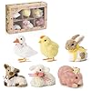 Nature vibe farm animals easter decorset of 6 sisal animals easter figurines w spring decor flower in gift box easter ornaments set includes easter bunny decor chicks  urban country home decor