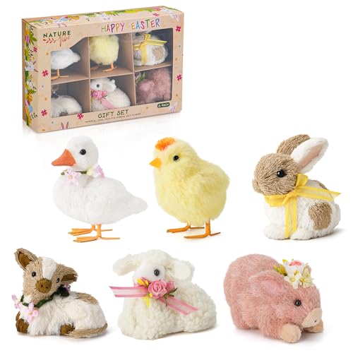 Naturevibefarmanimalseasterdecorsetof6sisalanimalseasterfigurineswspringdecorfloweringiftboxeasterornamentssetincludeseasterbunnydecorchicks Urban Country Home Decor Nature vibe farm animals easter decorset of 6 sisal animals easter figurines w spring decor flower in gift box easter ornaments set includes easter bunny decor chicks urban country home decor
