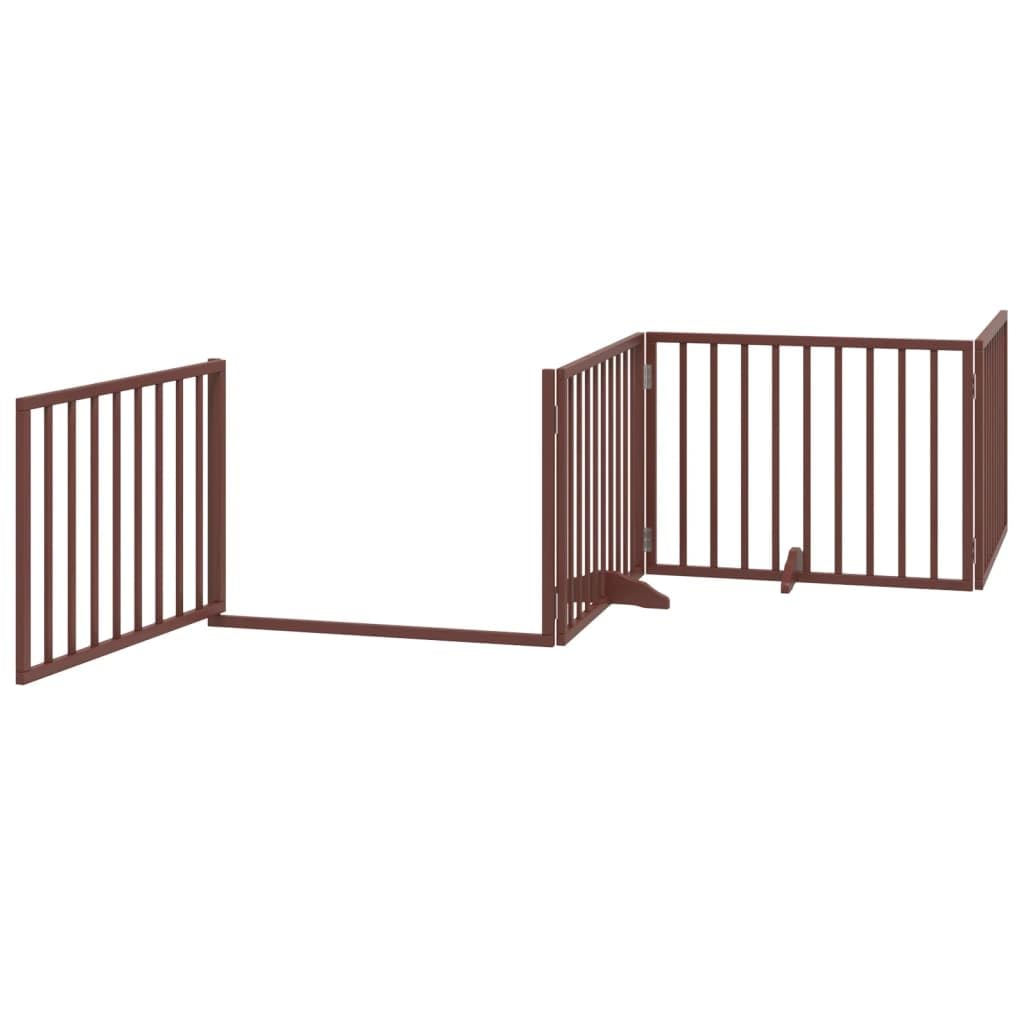 Homgoday Puerta de Perros Plegable 12 Paneles Madera álamo marrón 960 cm Barrera de Seguridad para Mascotas para Mascotas Pequeña Barrera de Seguridad para Escalera Pasillo