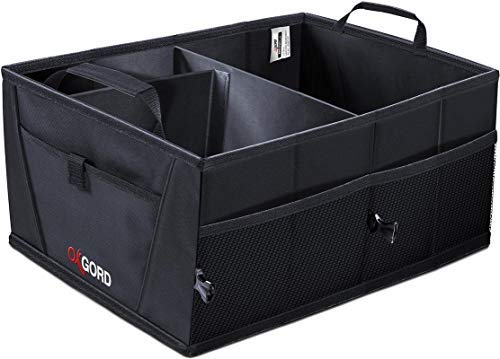 Motorup America Car Trunk Organizer - Adjustable Car Storage Box Caddy for Tools, Groceries, Cargo, Toys - Trunk Storage for SUV, Van, Truck, Pickup - Black