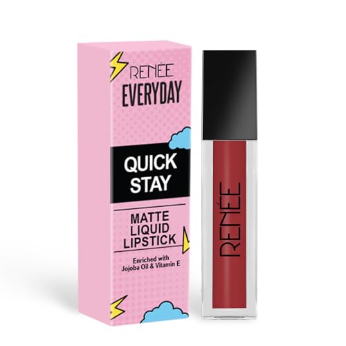 Image of RENNE Everyday Quick Stay Liquid Lipstick - Red Hour, Velvety matte Finish, Long-Lasting & Lightweight, Hydrating & Non-Drying Formula, Ultra-rich Pigment, Jojoba Oil & Vitamin E Infused