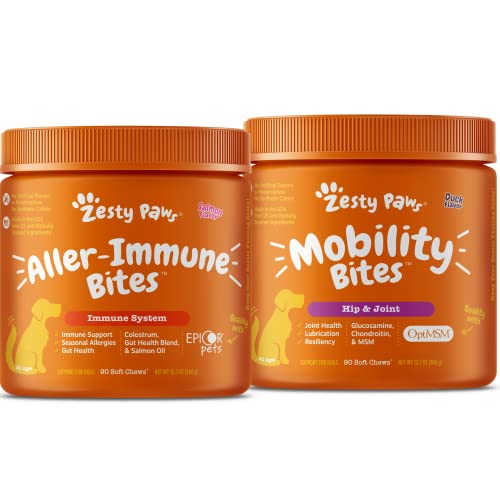 Allergy Immune Supplement For Dogs - With Omega 3 Wild Alaskan Salmon Fish Oil + Glucosamine For Dogs - Hip & Joint Health Soft Chews With Chondroitin & Msm #TOP11