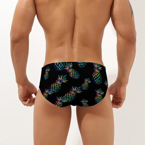 Colorful Pineapple Mens Swim Briefs Bikini Sexy Low Rise Trunks Swimsuit Bathing Suit Beach2