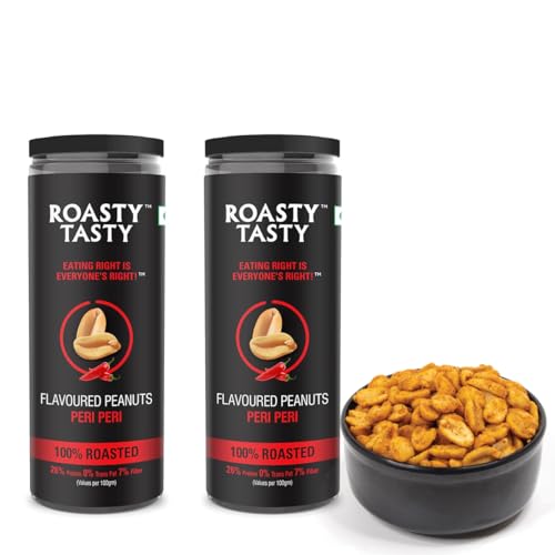 Image of Roasty Tasty Peri Peri Flavour Roasted Peanuts|Healthy Snacks|Rich In Protein & Fibre|Roasted, Not Fried Snacks|Healthy Food|Namkeen Peanuts|Crunchy Masala Peanuts|Pack Of 2 (150G Each)