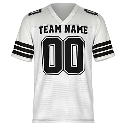Custom Football Jersey | Ships Next Day | Men, Women, and Kids | Replica Jersey | Fan Jersey | Sports Jersey | Birthday Gift |Personalized (White&Black, Youth Small)