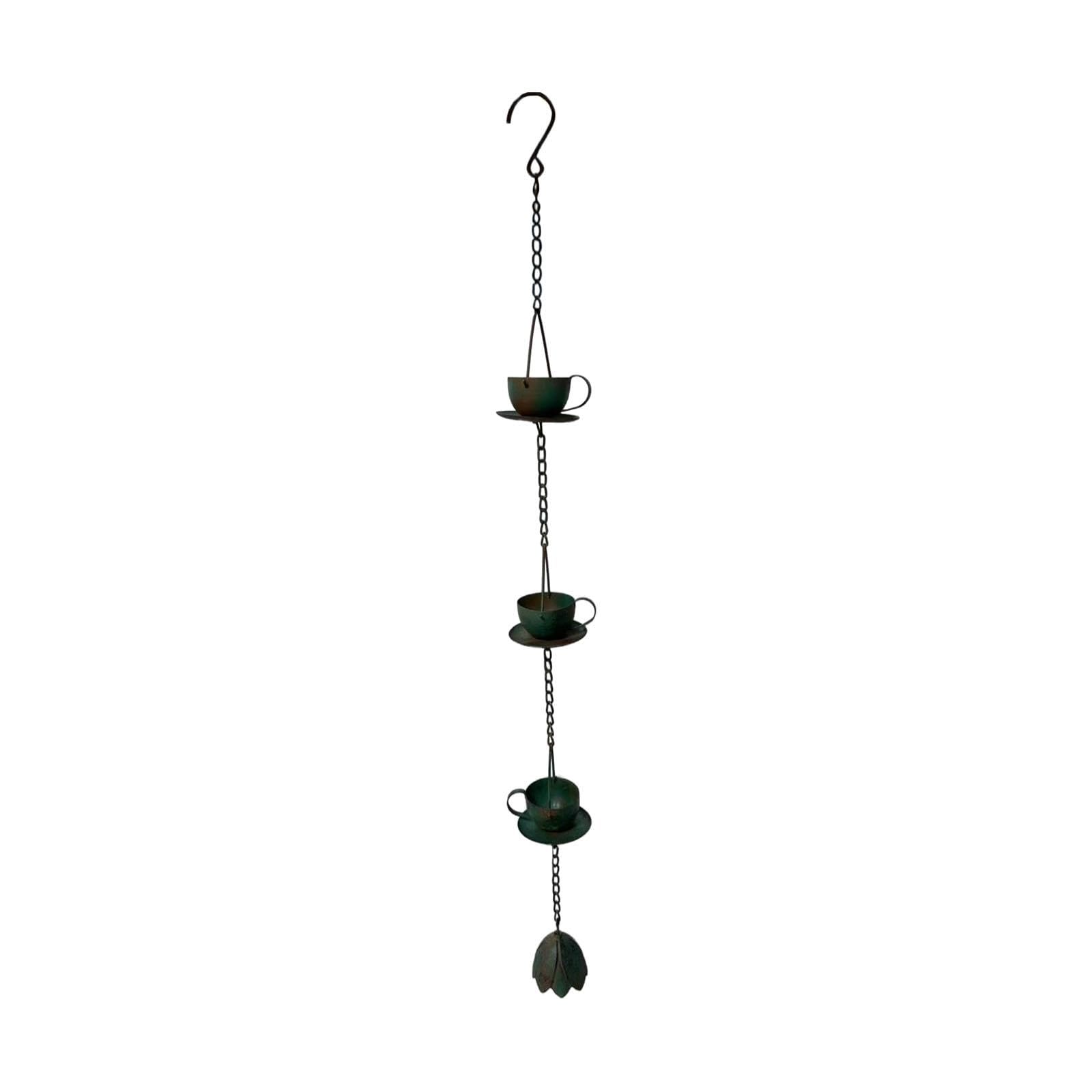 perfk Catena raccogli Pioggia per grondaie, Catena raccogli Pioggia per grondaie, 94 cm, in Ferro, di Ricambio, Decorativa per Gazebo, Cortile Esterno