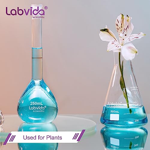 Labvida 4pcs of Vol.500ml Narrow Mouth Glass Erlenmeyer Flasks,3.3 Borocilicate with Printed Graduation, LVC004 - Thumbnail 5