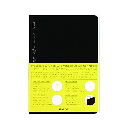 STALOGY 018 Editor's Series 365 Days Notebook (A6//Black) S4103 - Pack of 3