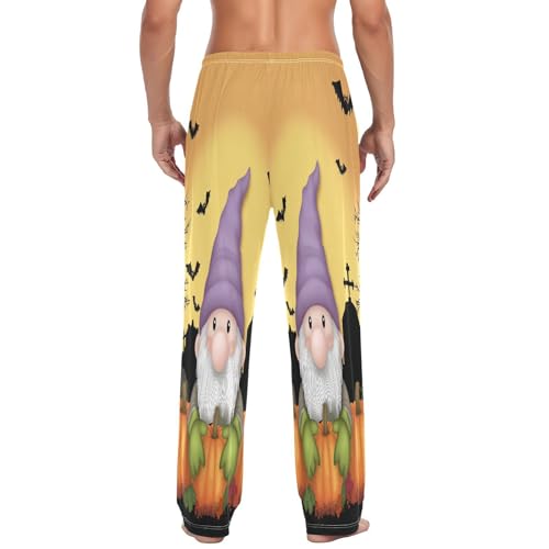Qilmy Halloween Gnome Men's Cotton Pajama Pants, Lightweight Lounge Sleepwear with Drawstring and Pocket3