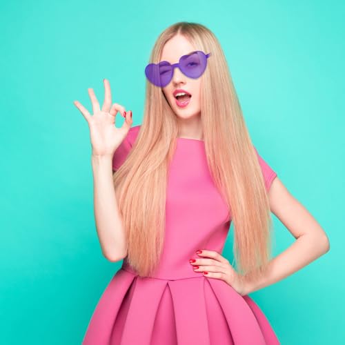 NACHLYNN 24 Pairs Purple Heart Sunglasses for Women Rimless Heart Shaped Sunglasses Candy Glasses for Party Favors4