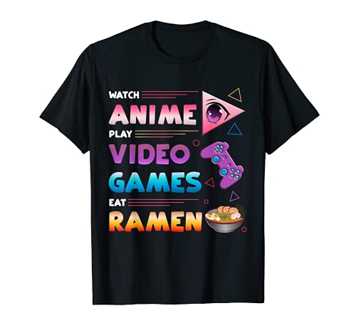 Anime Videojuegos y Comida Gamer Anime y Ramen Camiseta