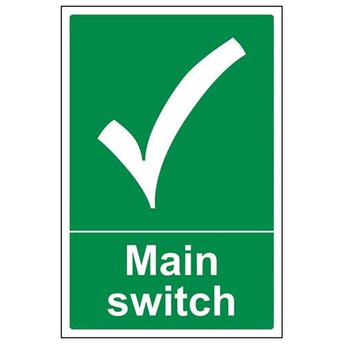 Master Switch Sign V Safety Main Switch Sign – 200mm x 300mm – 1mm Rigid Plastic - BigaMart