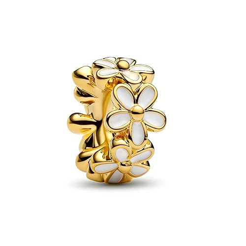 Vegaine Weisse Gänseblümchen Abstands-Charm für Armbänder Valentinstag Muttertag Schmuck Geschenke für Damen