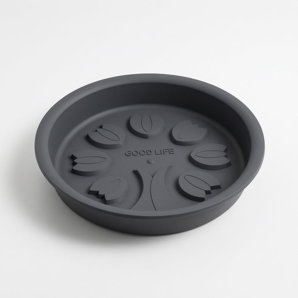 Thickened Plastic Flower Pot Saucer with Elevated Base for Drainage 21cm Outer Diameter Grey-image-12