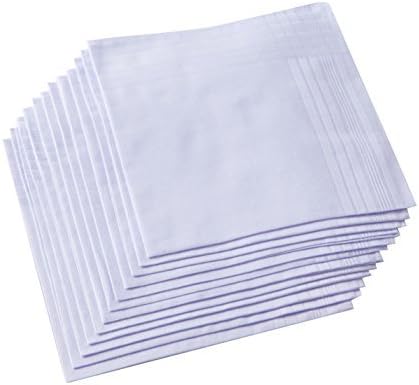 Ricosky Men's Pure White 100% Cotton Handkerchief