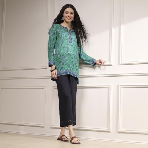 Image of BIBA Women's Polyester Printed Straight Kurti