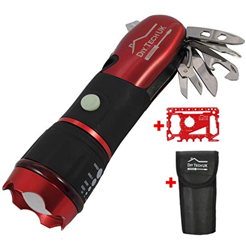 DIY TECH UK - 15 in 1 Pocket Multi Tool with Sciccors, Knife UK Legal - 300m Powerful LED Torch + Screwdrivers Spanners Wrenches and More - Free 48 in 1 Credit Card Gadget - Anti-Slip - Burgundy Red DIY TECH UK - 15 in 1 Pocket Multi Tool with Sciccors, Knife UK Legal - 300m Powerful LED Torch + Screwdrivers Spanners Wrenches and More - Free 48 in 1 Credit Card Gadget - Anti-Slip - Burgundy Red