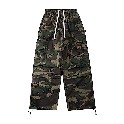 Men's Vintage Camo Cargo Pants Multi Pockets Street Straight Leg Trousers Relaxed Fit Lounge Camouflage Pants