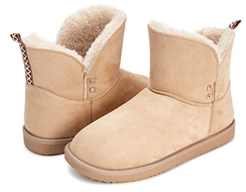 Floopi Warm Winter Boots for Women- Classic Ankle Cut, Eco-Friendly Suede Exterior, Faux Fur- Plush Interior- Anti-Skid Flat Sole, Casual Everyday Wear