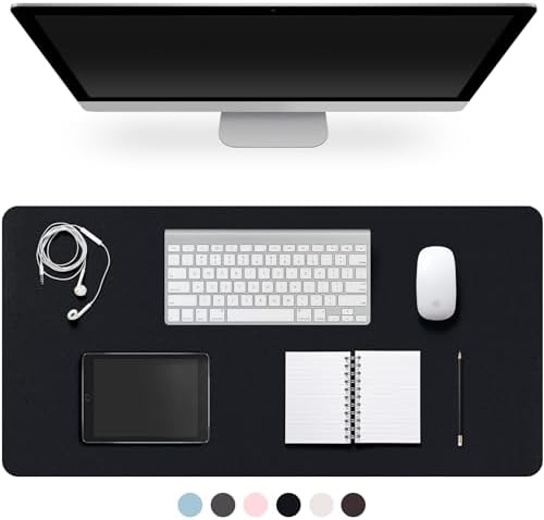 Leather Desk Pad Protector,Non-Slip Desk Pad,on-Slip PU Leather Large Mouse Pad,Easy Clean Desk Protecor Mat,Writing Pad for Office Work/Home/Decor(Black, 31.5″ x 15.7″)