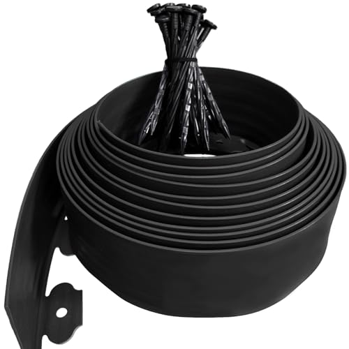 Flexible Lawn Edging 10m, 10cm High Plastic Garden Edging Border, Heavy-Duty Edging for Lawns & Gardens with 50pcs Stakes, Durable Landscape Border Edging, Professional Landscape Dividers