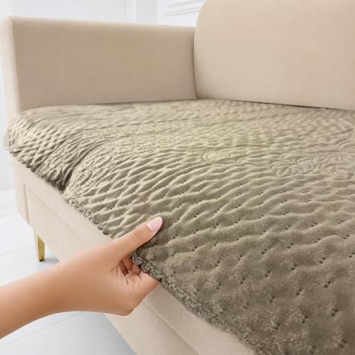 Image of Homerz Premium Petal Charm Sofa Cover | Embossed Floral Pattern | Soft Touch, Anti-Dust & Easy Wash Fabric Cloth, Washable and Durable (Brown, 6(3+2+1) Seater, Only Seat Cover)