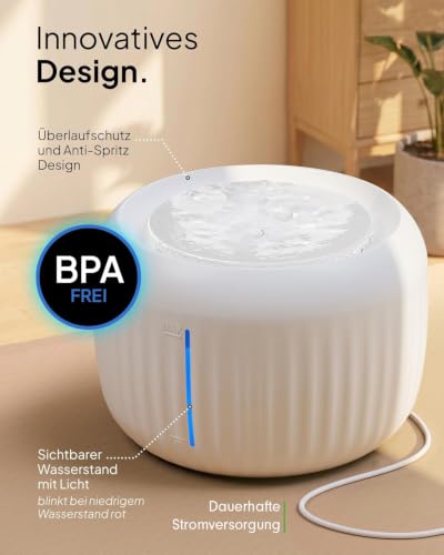 Pretty Paw Katzenbrunnen mit Leiser Pumpe, LED und Aktivkohlefilter, 2,5L – Ansicht 2