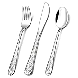 Kids Cutlery Set, Onader 9PCS Stainless Steel Toddler Silverware Flatware Set, Children's Safe Utensils Includes 3 Forks, 3 Knives, 3 Spoons, Hammered Design, Mirror Polish & Dishwasher Safe