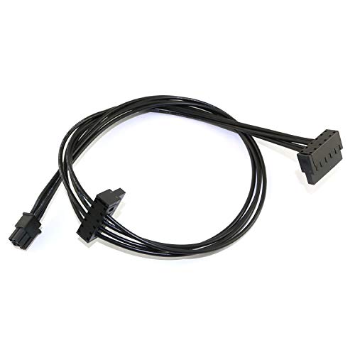 Ruiling 2Pcs Black Motherboard Atx Mini 4 Pin To 2X Right-Angle 15 Pin Sata Hard Drive Hdd Power Supply Adapter Cable 18Awg 19.7 Inch For Lenovo #TOP1