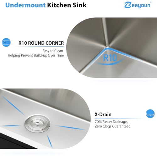 33 Inch Undermount Kitchen Sink Single Bowl by zeayoun - Used condition - Image 6