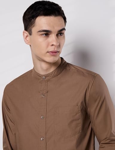 Image of Symbol Premium Men's Mandarin Collar Casual Cotton Poplin Shirt - Regular Fit |Full Sleeve | Pure Cotton (Available in Plus Sizes)